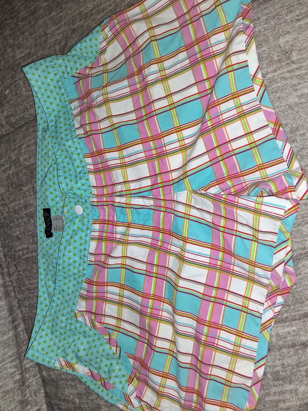 VENUS Multicolor Plaid Swim Shorts with Turquoise Waistband